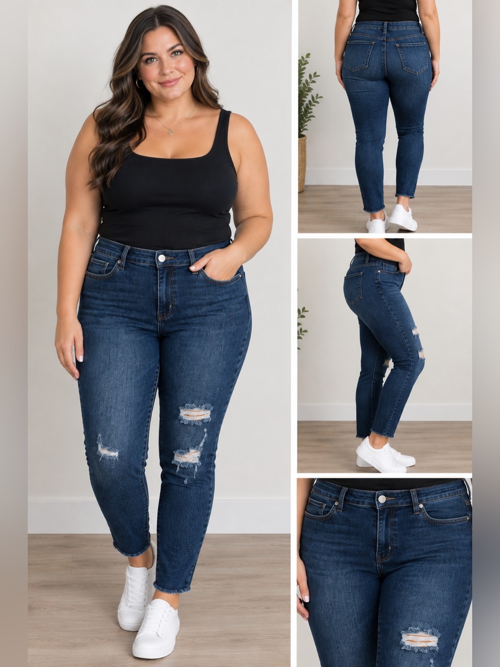 Judy Blue Dark Blue Distressed Skinny Jeans